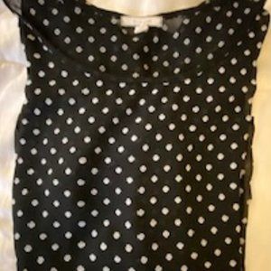 Pleione, Black chiffon blouse, short sleeve, S
